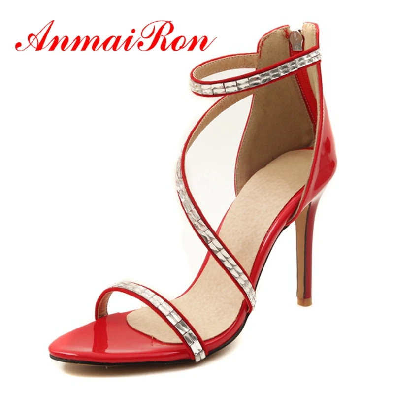 

ANMAIRON 2020 Ankle Strap Heels Women Sandals Summer Shoes Women Open Toe Thin High Heels Big Size 34-43 Sandalia Feminina CR141