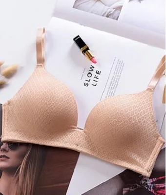 Skin Тонкий кружевной бюстгальтер без косточек, японское нижнее белье, цельный бюстгальтер без косточек, бюстгальтер пуш-ап, мягкое однотонное нижнее белье, милый бюстгальтер с чашечками A B для девочек - Цвет: Skin