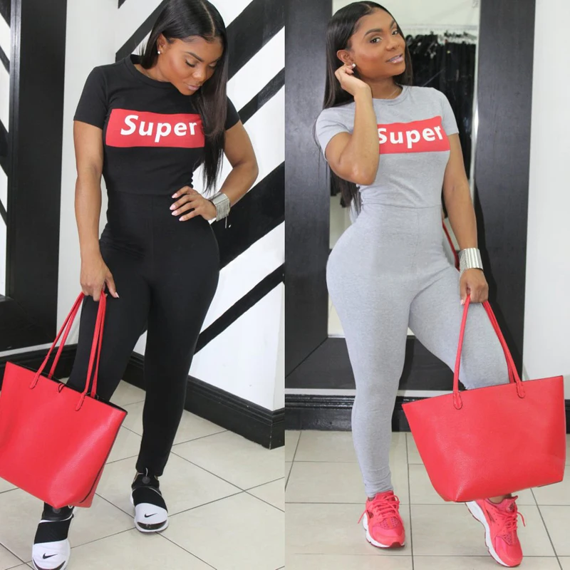 2018 Для женщин комбинезон новый модный стиль узкие Повседневное письмо боди