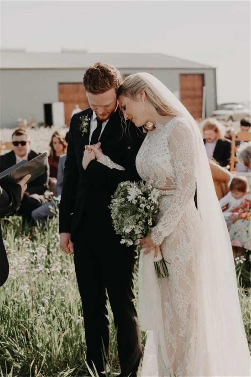 Robe De Mariage свадебное платье es Boho с длинными рукавами кружевное шикарное богемное свадебное платье свадебные платья
