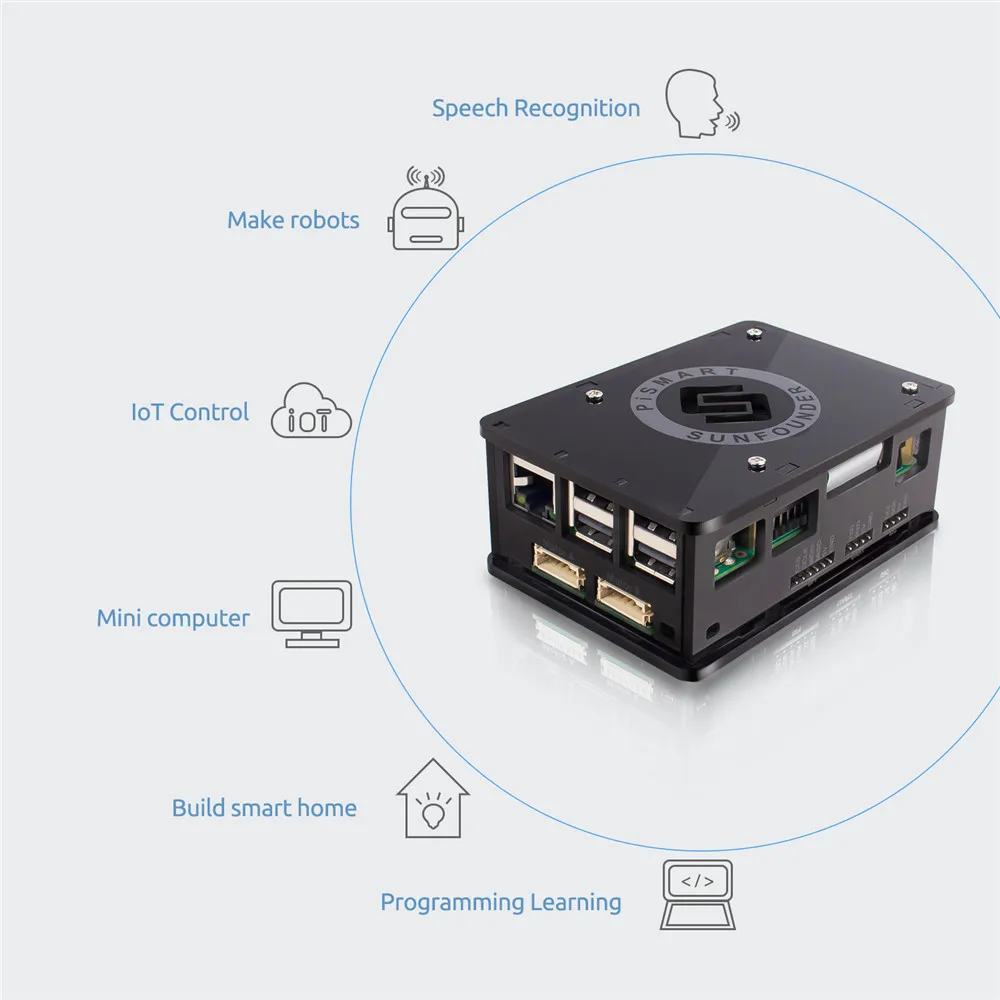 Sunfower Raspberry Pi 3 робот комплект Pismart коробка распознавания речи управление вождения 8 сервоприводов 2 мотора с Raspberry Pi 3
