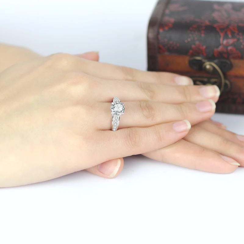 

ANZIW Fashion High Quality 2 Carat SONA Wedding Rings 925 Sterling Sliver Jewelry Engagement Ring for Women Rings Jewelry Gift