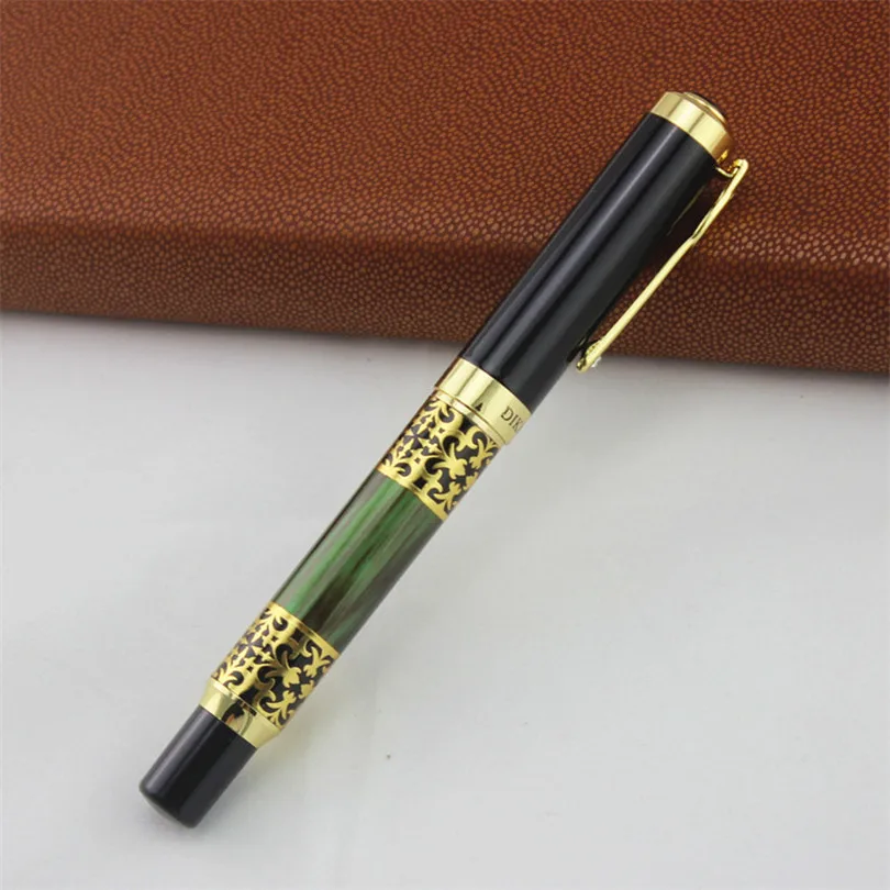 

high quality Celluloid Marble Green Luxurious Rollerball Pen Beautiful Diamond clip 0.5 mm Writing Pen Business Office Supplies