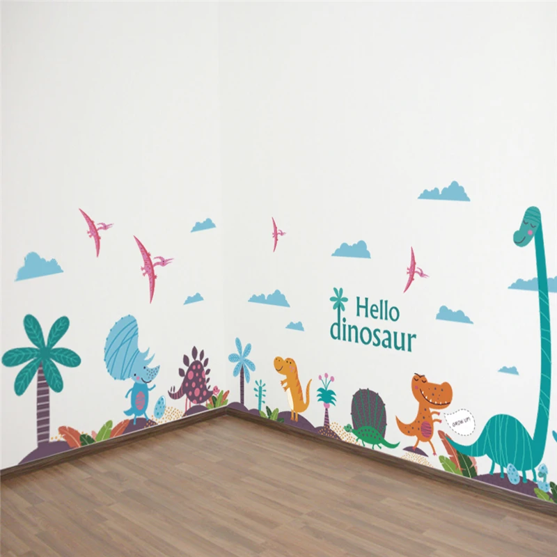 Забавные настенные наклейки hello dinosaur для спальни детской комнаты украшение дома