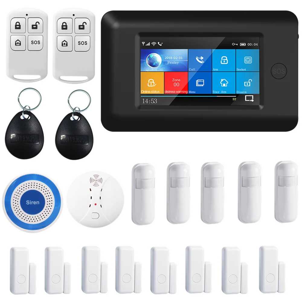 Красный PGST 433 МГц все сенсорный цветной экран беспроводной wifi GSM GPRS SOS RFID карта умный дом монитор безопасности охранная сигнализация комплекты - Цвет: Красный