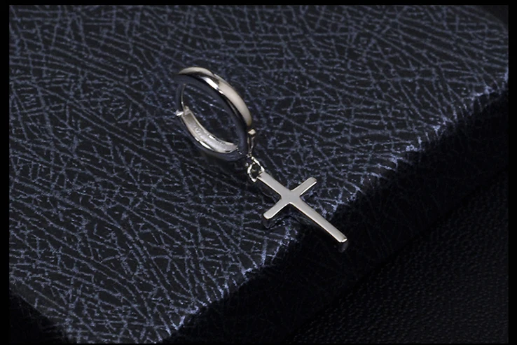 Pure 925 Sterling Silver Cross Earrings Fashion Punk Thai Jewelry Stud Earring For Men Women Christmas Gift 1193 | Украшения и