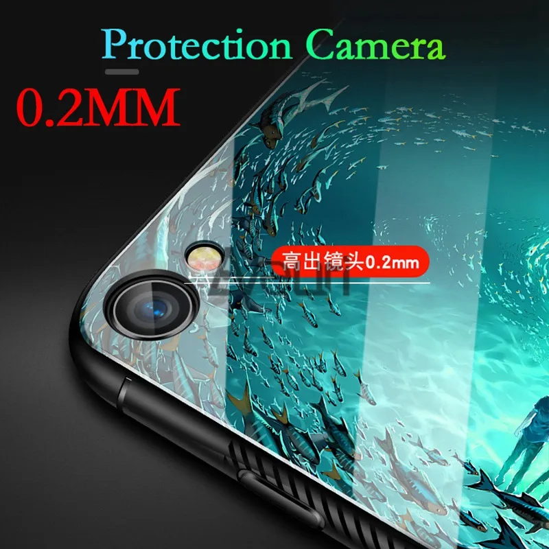 Роскошный светящийся стеклянный чехол для iPhone X XR XS MAX звездного цвета SE 2020 2 5 6 S 5S 8