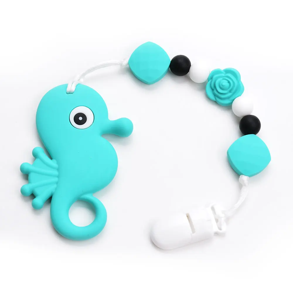 Силиконовая цепочка для прорезывания зубов Seahorse игрушка зажимы соски подвеска