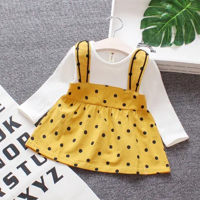 yellow3 Осеннее платье для маленьких девочек для одежда для малышей Одежда для девочек платье принцессы с длинными рукавами для Одежда для детей; малышей; девочек платье для дня рождения 6 м-24 м - Цвет: yellow3