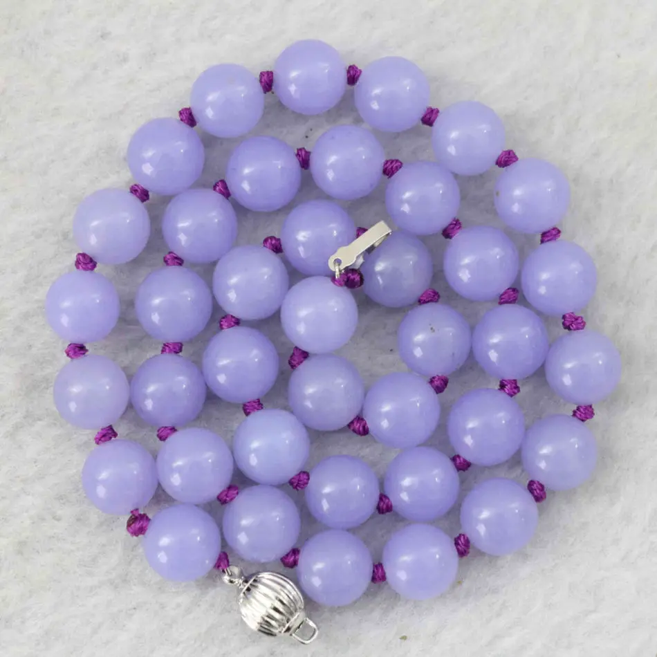 

Pop purple violet natural stone jades chalcedony 8mm 10mm 12mm round beads fashion diy jewelry necklace 18" B1025
