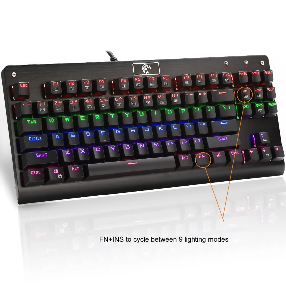 Механическая игровая клавиатура TKL со светодиодной подсветкой металлическая