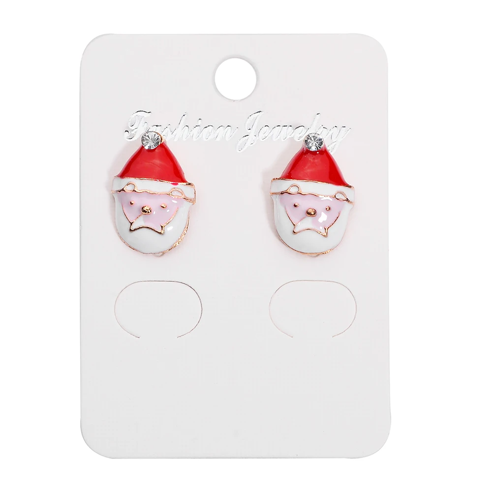 New Christmas Color Tree Snowflake Round Stud Earring for Girl Kid Bell Santa Claus Ear Cuff Earrings Festive Gift Jewelry | Украшения и