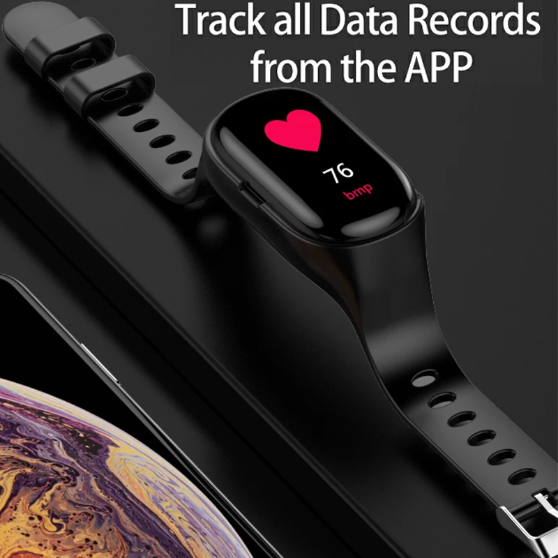 Умный браслет с двойным Bluetooth 4 2 наушники умный Браслет фитнес трекер измерением