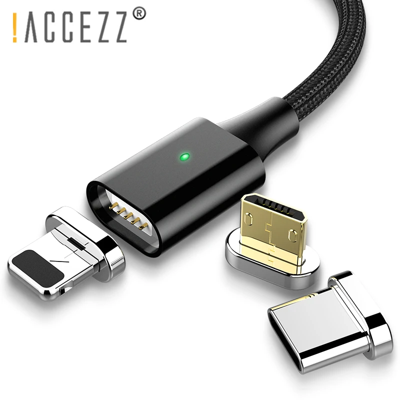 ! ACCEZZ Магнитный зарядный Micro USB кабель type C для samsung S8 Xiaomi 8 huawei P20 iPhone XS светодиодный