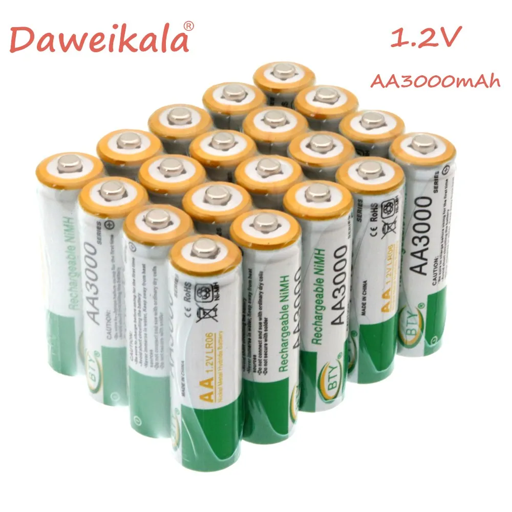 4~ 20'PCS Новинка 1,2 V AA 3000 mAh NI MH предварительно заряженные аккумуляторы NI-MH аккумуляторная батарея AA3000 для игрушечная камера микрофон