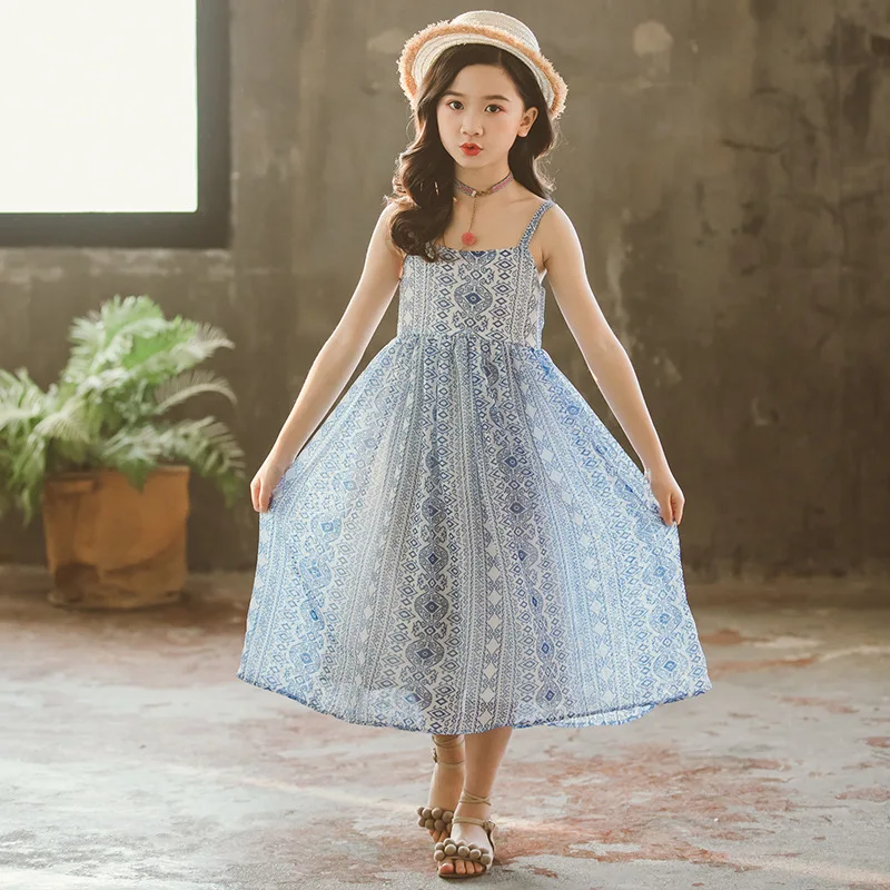 Длинное платье для девочек крупного телосложения Широкое Платье 2021 летняя