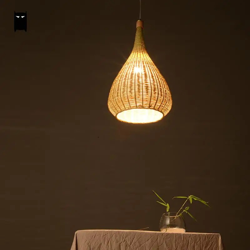 Оригинальный бамбуковый Плетеный абажур из ротанга ручной работы круглая