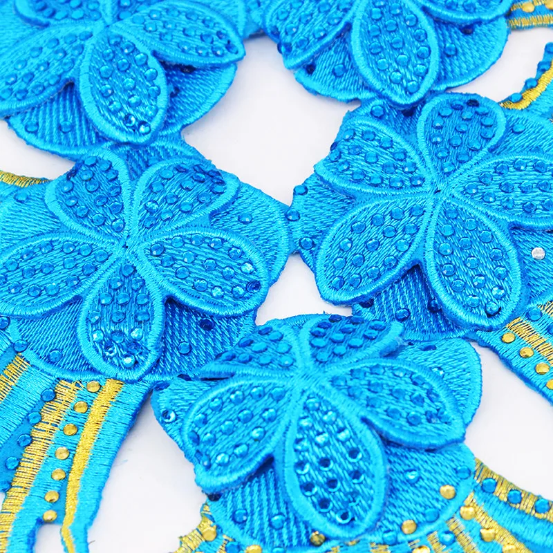 Beaded Rhinestones Neck Collar Iron On Applique Patches Fringed Bodice Sewing Accessories Aqua Dancewear/Samba/Tutu T1739 | Дом и сад