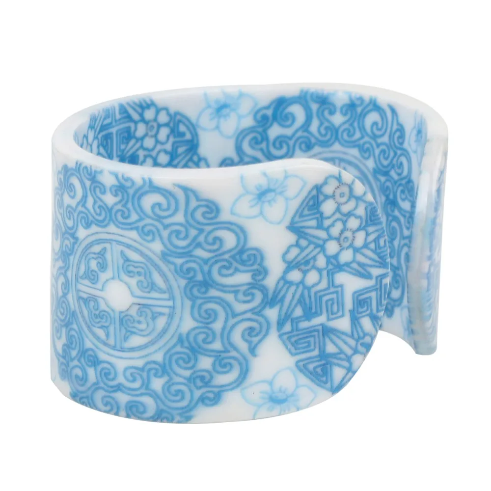 Bonsny Plastic Floral Chinese Blue And White Porcelain Paper-cut Bangles Bracelets Vintage Ethnic Jewelry For Women Girls Ladies | Украшения