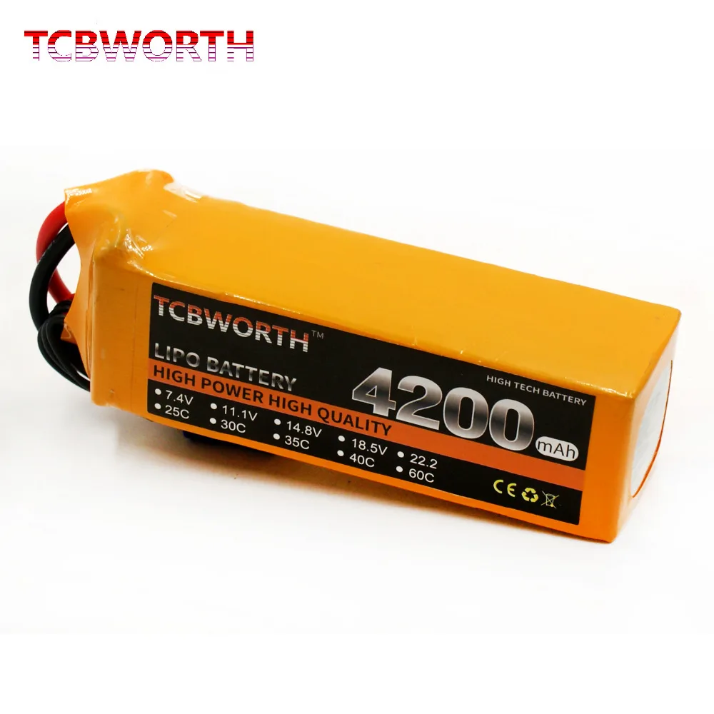 TCBWORTH Batteries 6S 22.2V 4200mAh 40C Burst 80C RC LiPo Battery For Helicopter Drone Airplane Car AKKU | Игрушки и хобби