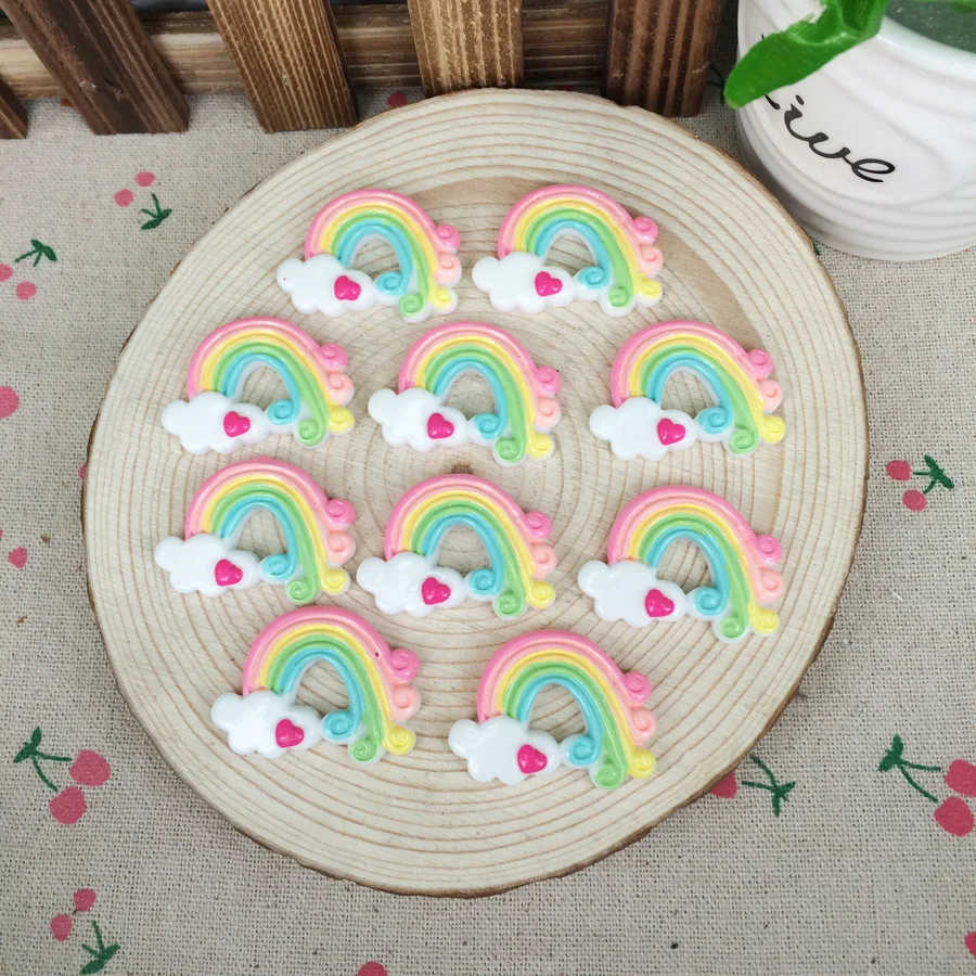 Kawaii плоские &quotсделай сам&quot Радуга Смола Кабошоны с плоской обратной стороной