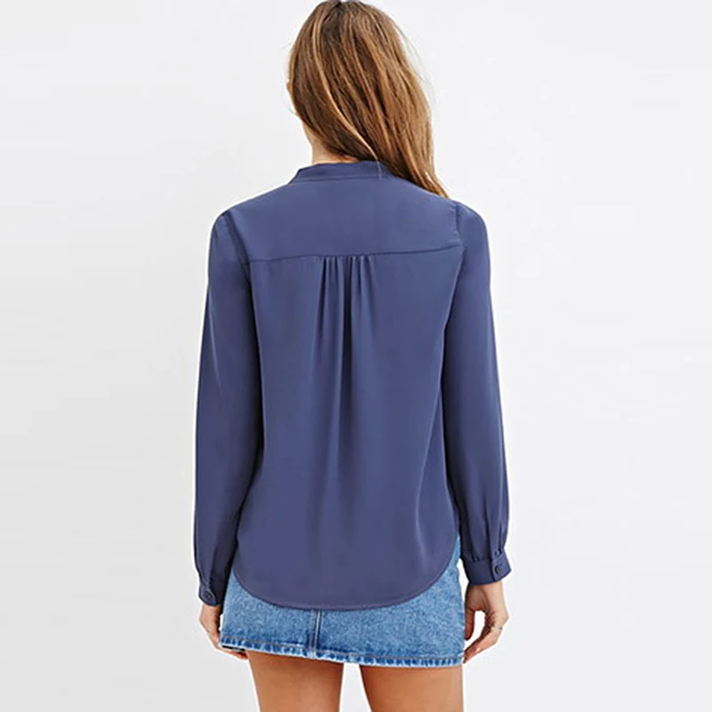 Women Blouses Summer Multicolor long-sleeved Slim Shirt Beautifully Designed Sweet V-neck Tie Bow Chiffon |