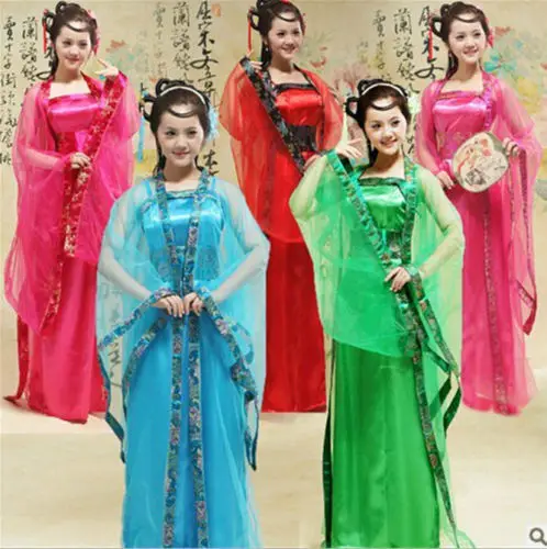 Традиционный Женский Древний китайский костюм Тан красивый танцевальный ханьфу