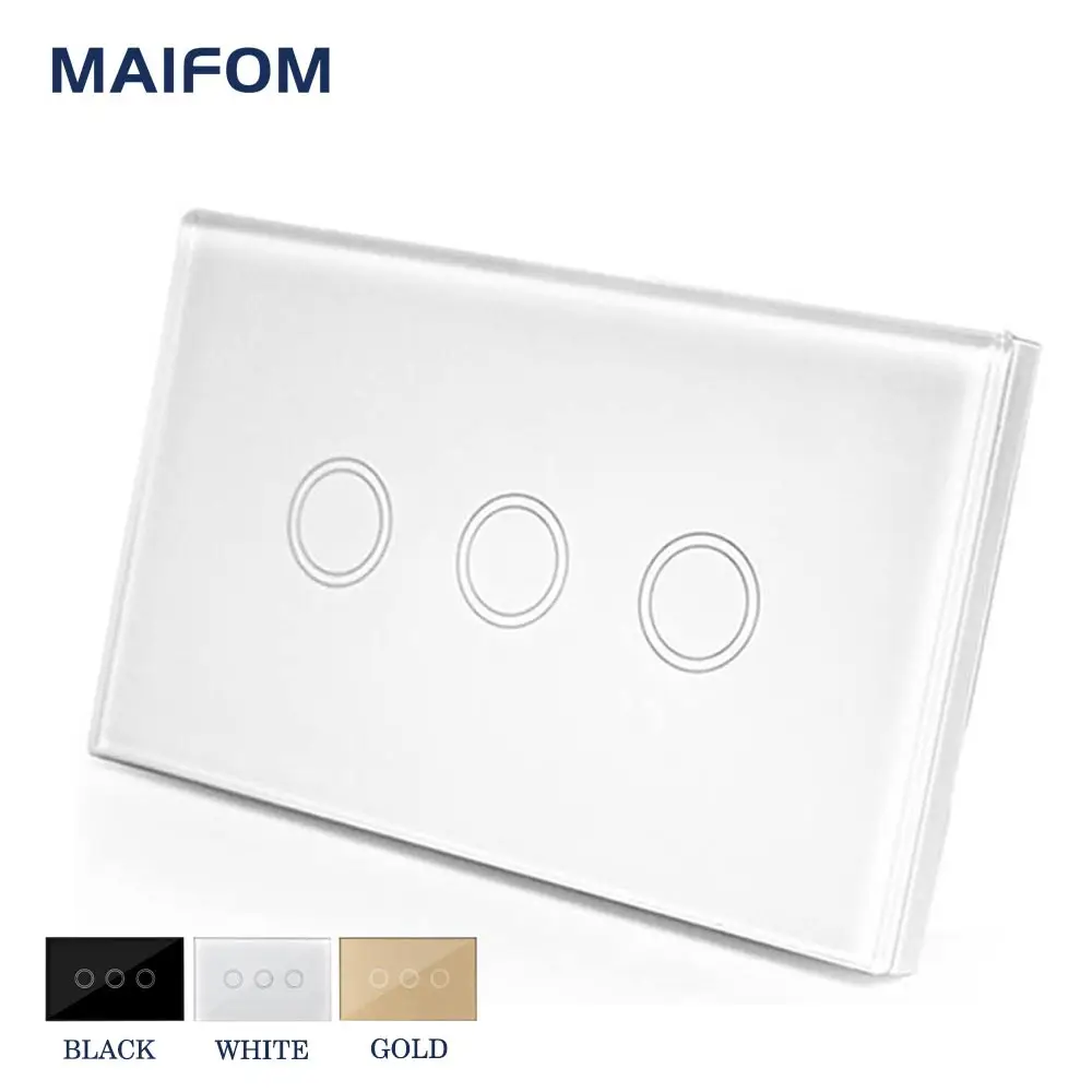 MAIFOM US стандартный настенный переключатель стеклянная панель сенсорный 3 банды 1