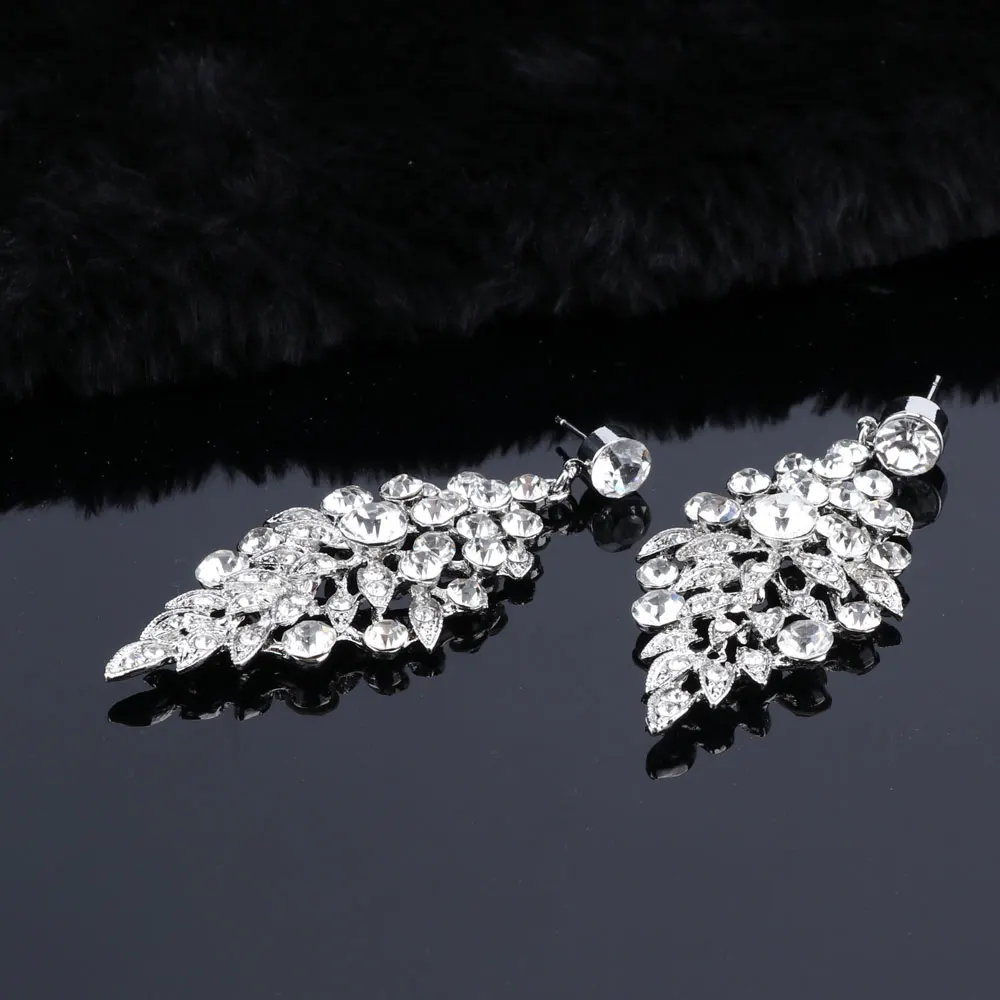 OEOEOS серебряный цвет стразы свадебные ювелирные наборы классические листья в