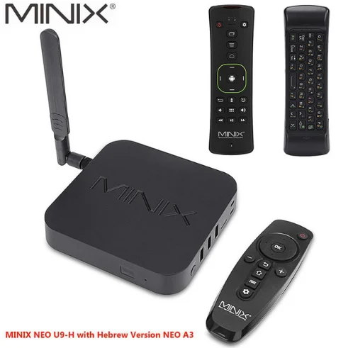 U9 with Hebrew A3 ТВ-приставка MINIX NEO U9-H+ NEO A3 Android 7,1 с голосовым входом, воздушной мышью, опционально, Восьмиядерный процессор Amlogic S912-H, 4K HDR, wifi, смарт-ТВ приставка - Цвет: U9 with Hebrew A3