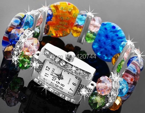 2 шт кристалл браслет из муранского стекла Прямоугольник часы горячий|glass