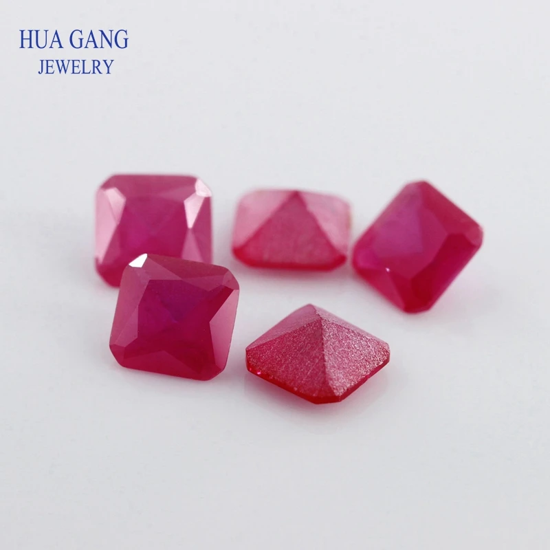 5 # розовый красный матовый нижний корунд камень квадратная форма