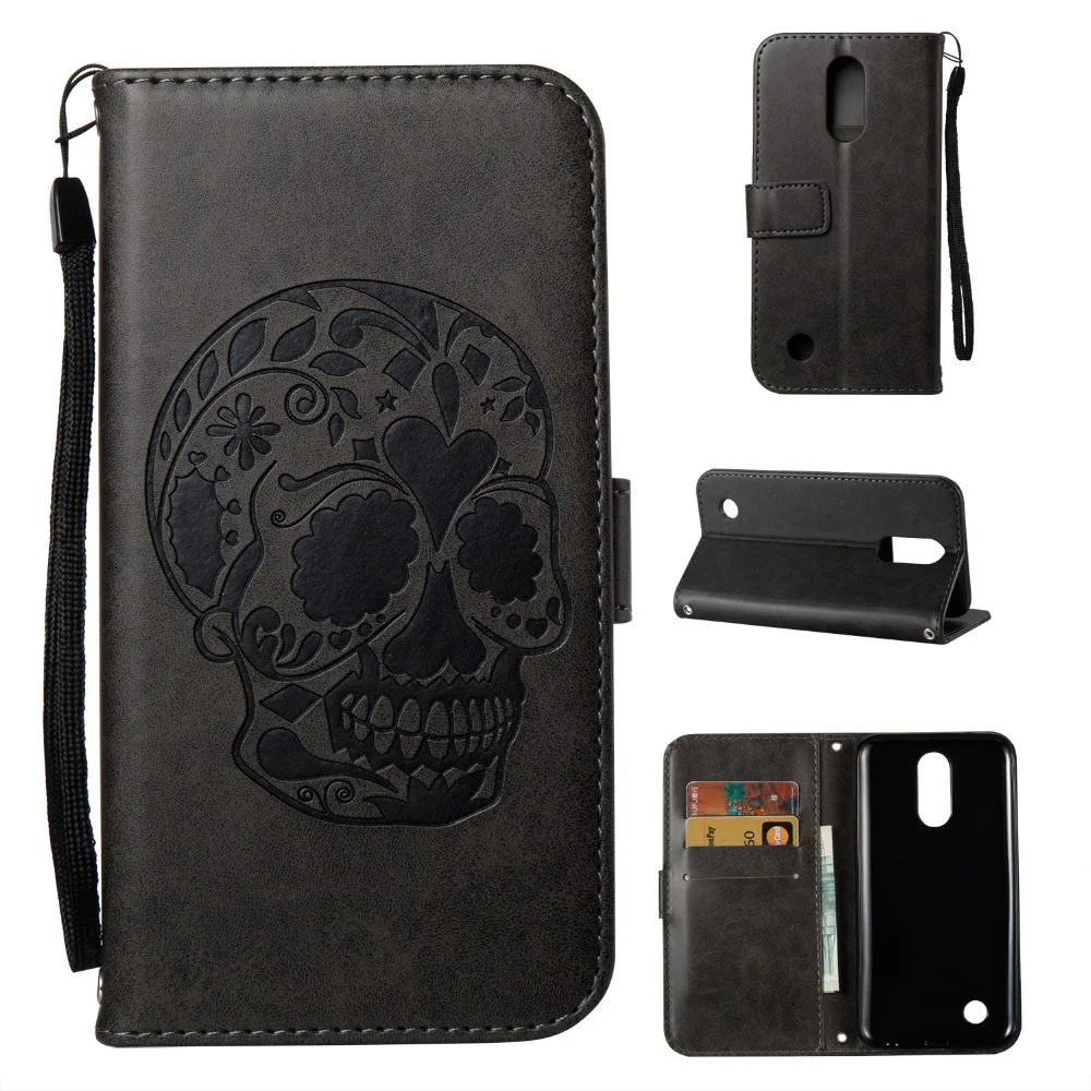 100 шт. новинка 2017 года ретро череп шаблон PU кожаный бумажник чехол Стенд откидная