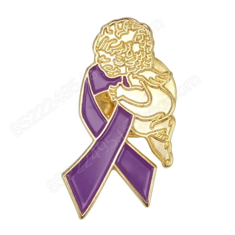 

General Cancer Awareness Angel Lavender Ribbon Lapel Pins