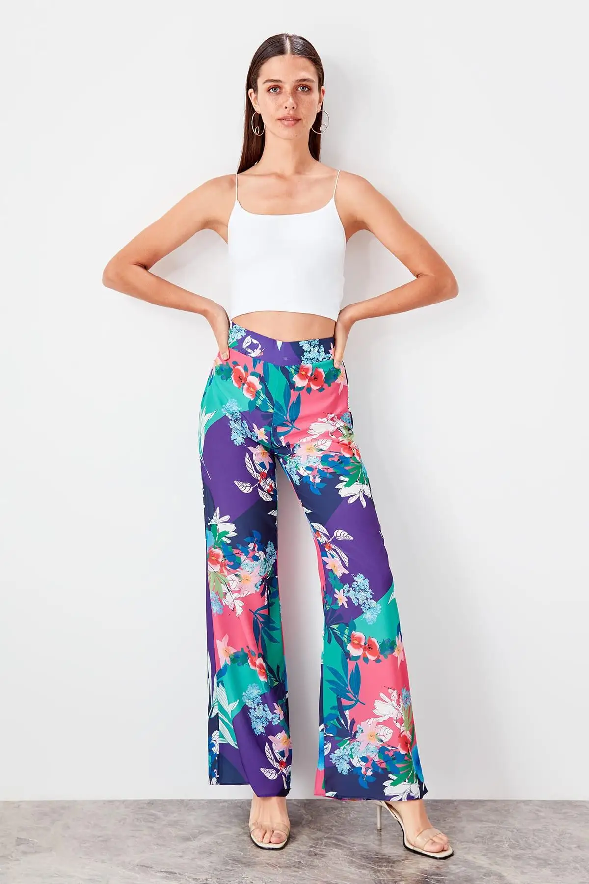 Trendyol/разноцветные брюки с узором TWOSS19PL0120|Брюки| |