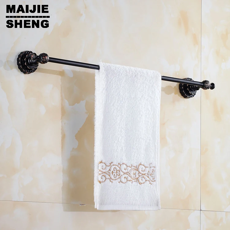 Античная латунь одно Полотенце Бар Ванная комната зеленый камень вешалка для