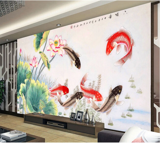 3D обои на заказ настенная Нетканая 3d комната бумага Китайский Лотос украшение