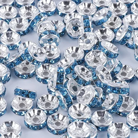 Sky Blue 50 шт. золотого и серебряного цвета Стразы Rondelles кристалл свободный разделитель бисер бусины ручной работы одежда/сумки украшения для самодельного изготовления поставки - Цвет: Sky Blue