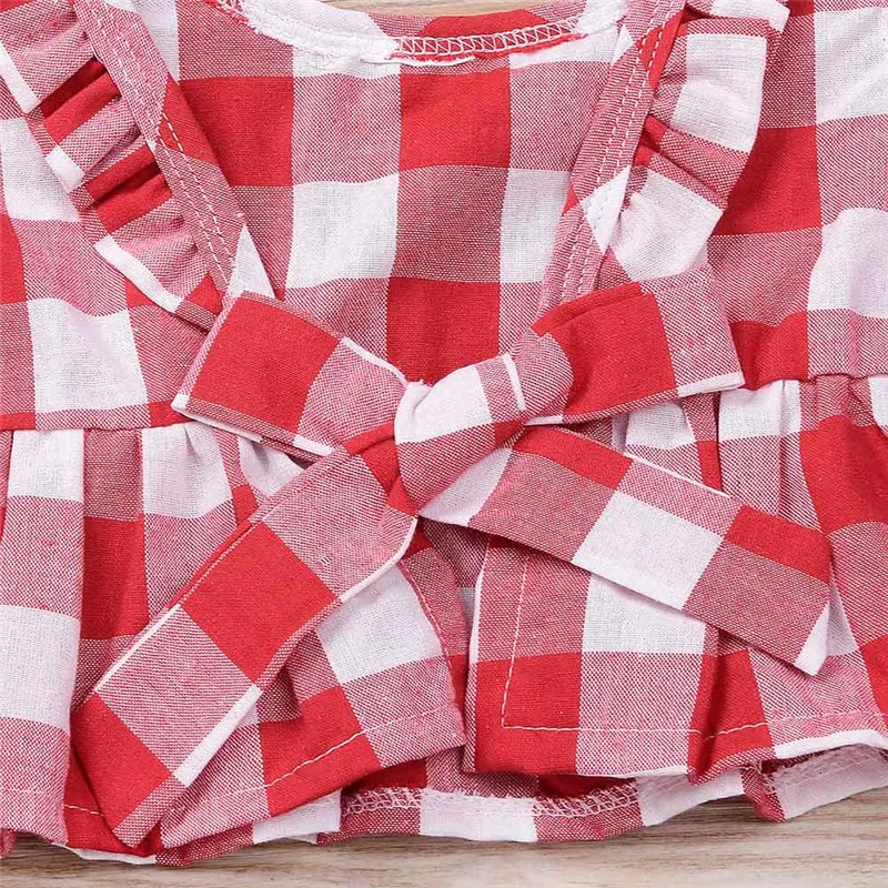 

Toddler Baby Girl Summer Plaid Skirted T-shirt Tops+Denim Shorts Clothes Set ubranka dla niemowlat #3j18