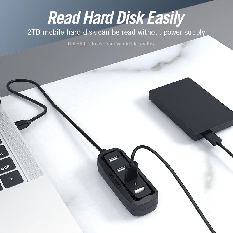 Vention USB концентратор USB 3,0 4 порта портативный OTG концентратор 480 Мбит/с USB разветвитель с светодиодный лампой для Apple Macbook ноутбук планшет USB 2,0 концентратор