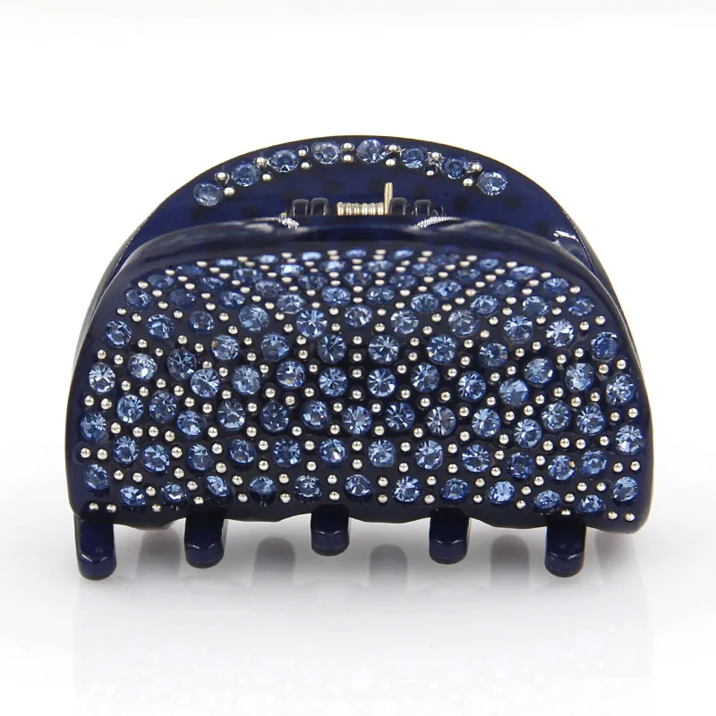 navy blue color Полный AB Кристалл заколки для волос Стразы Когти для волос форма Полумесяца ацетат крабы для волос ювелирные изделия для женщин диадемы для девочек(EY820011 - Окраска металла: navy blue color