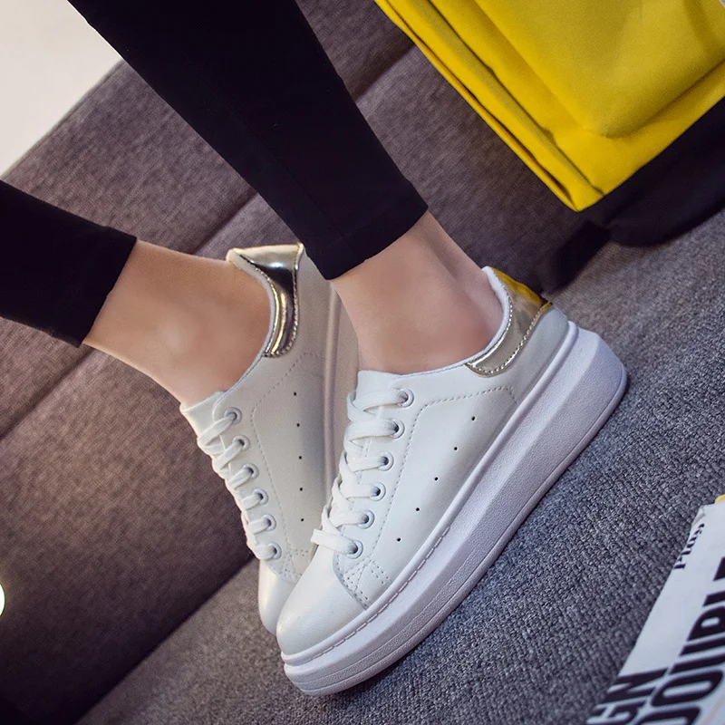 Mexemina/Новинка весны 2018 года дизайнерские белые кроссовки на платформе женская