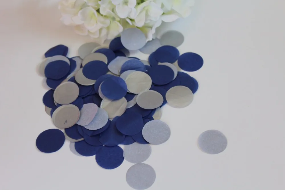 Темно-синий серый серебряный тканевый бумажный круг свадебные конфетти