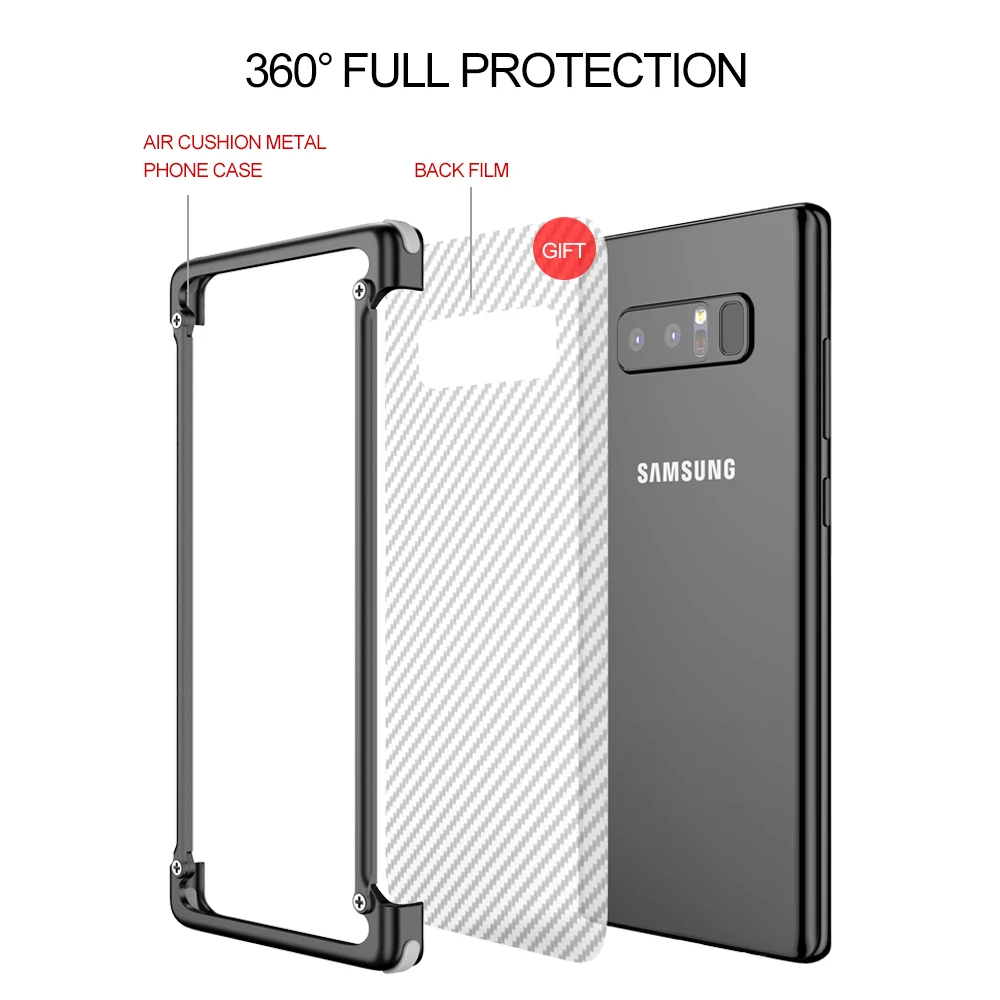 Роскошный металлический защитный чехол Airbag для samsung Galaxy Note 8 индивидуальная