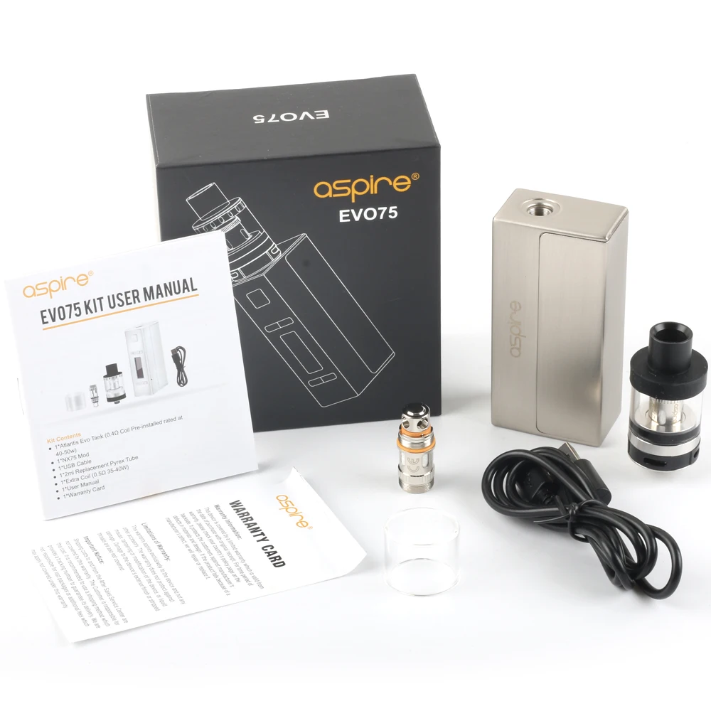 Aspire evo75 комплект с Atlantis EVO танк и nx75 mod Fit 18650 Батарея электронные сигареты