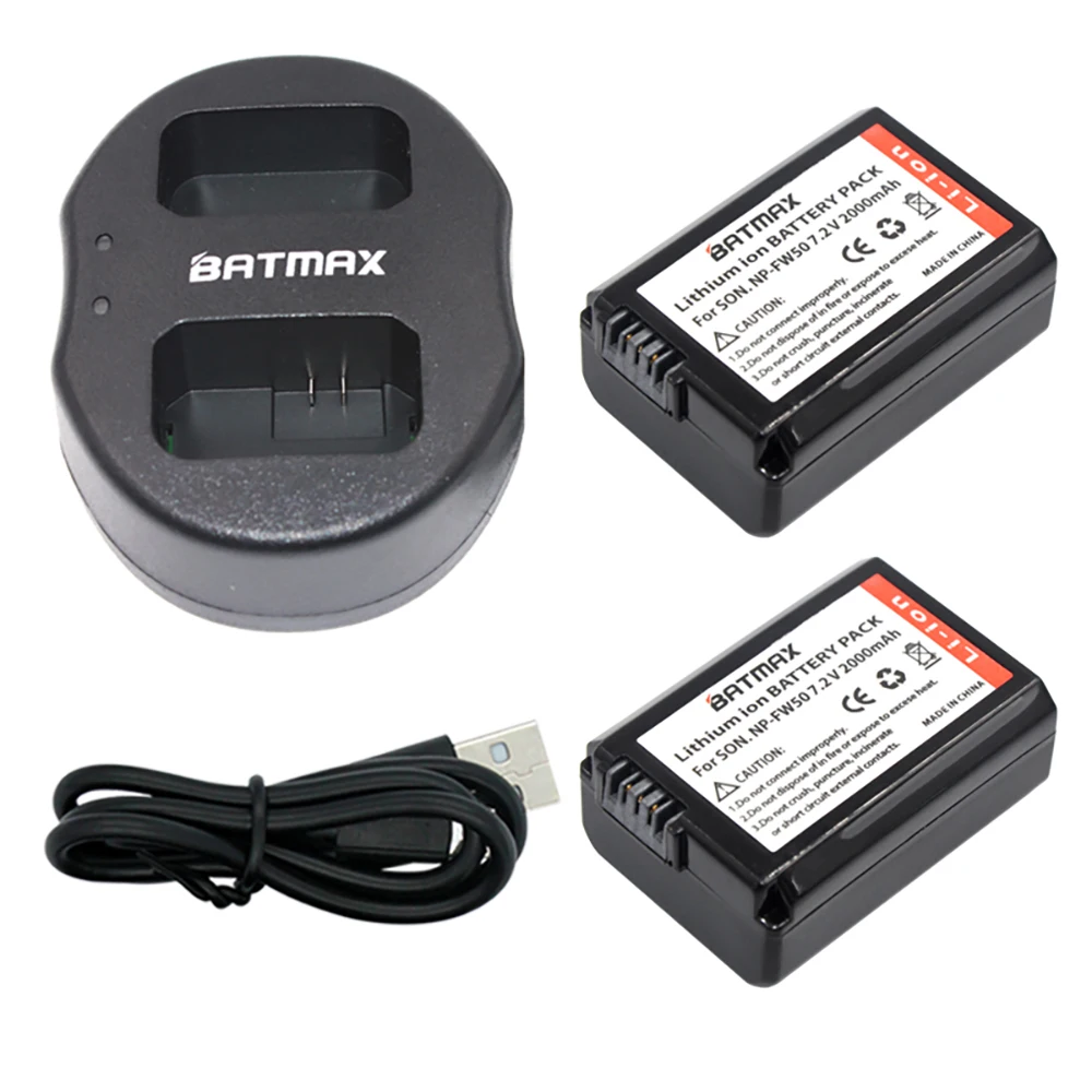 

2Pcs 2000mAh NP-FW50 NPFW50 NP FW50 Battery batterie bateria AKKU + USB Dual Charger for Sony NEX-3 NEX-5C Alpha A55 NEX-C3