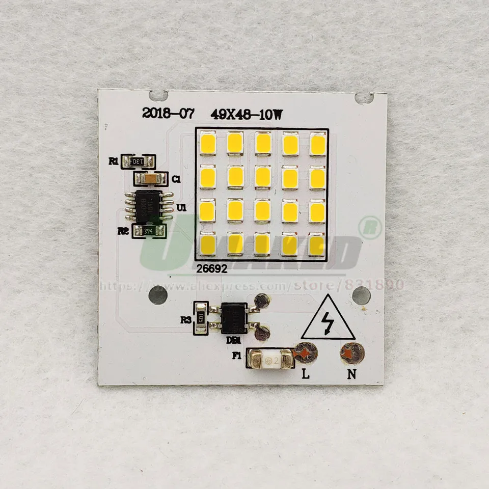 AC220V светодиодные модули 10 Вт 49x48 мм 900lm прожектор PCB алюминиевая пластина