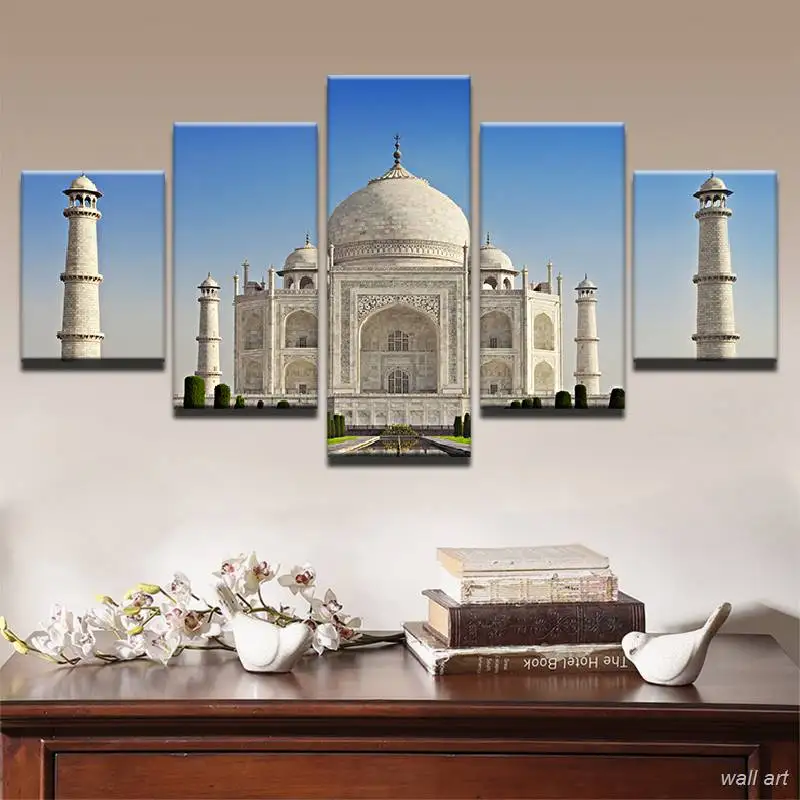 Картина на холсте пейзаж 5 панелей тадж-махал здание для гостиной современные