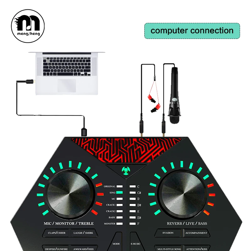 Professional Multi-function микрофон живая звуковая карта поддержка мобильного телефона и