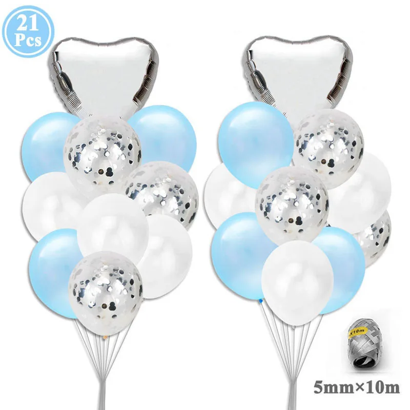 21pcs silver blue Heronsbill номер 4 воздушные Шары Баннер наборы 4th День Рождения украшения мальчик девочка 4 года поставки я четыре - Цвет: 21pcs silver blue